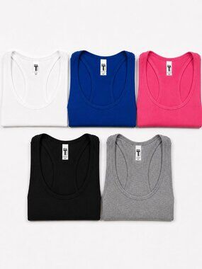 Next Level Ideal Racerback Tank Bundle XXL 5 Piece Black White Gray Pink Blue